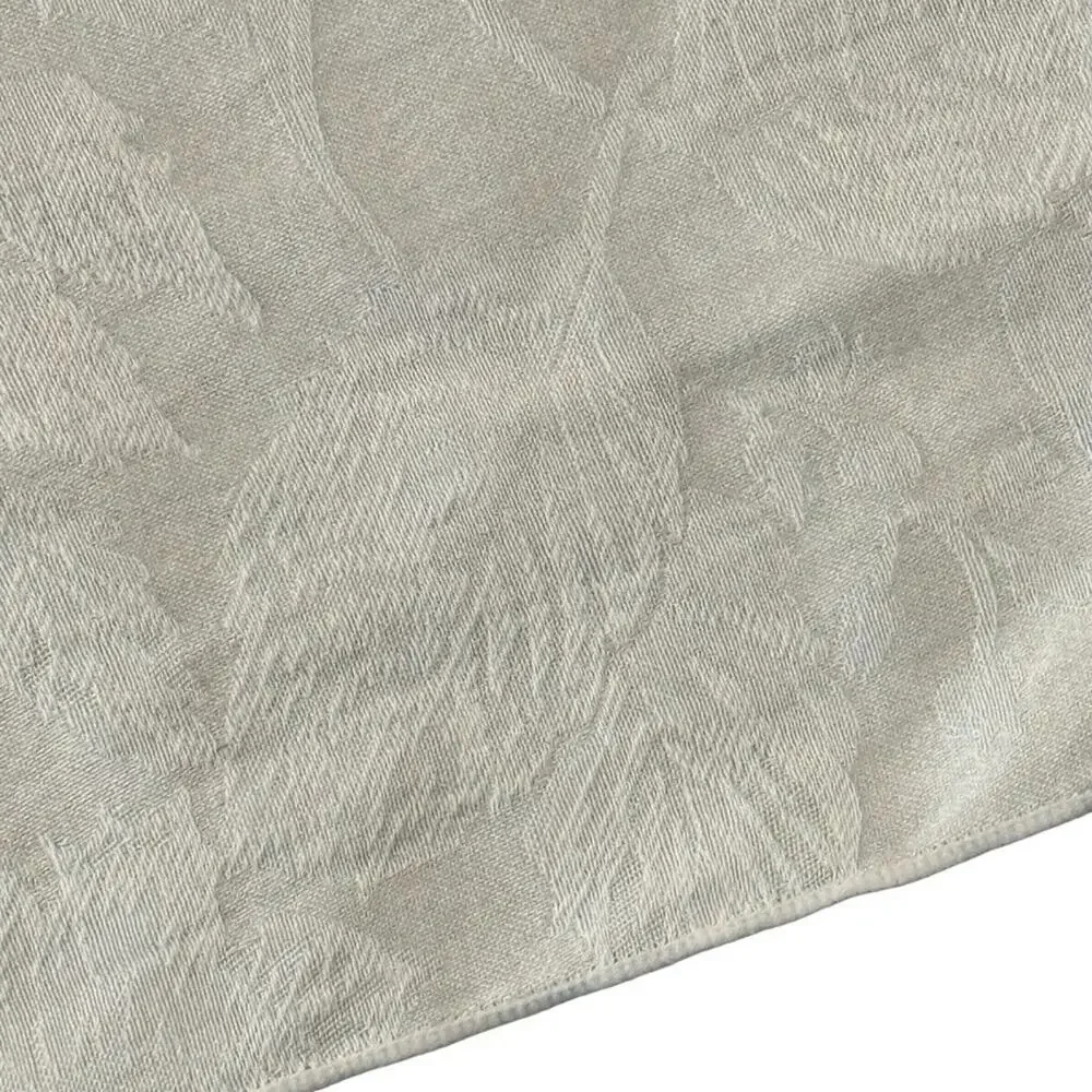 Vintage White Satin Long Banquet Table Cloth Floral Wedding Party 136x58
